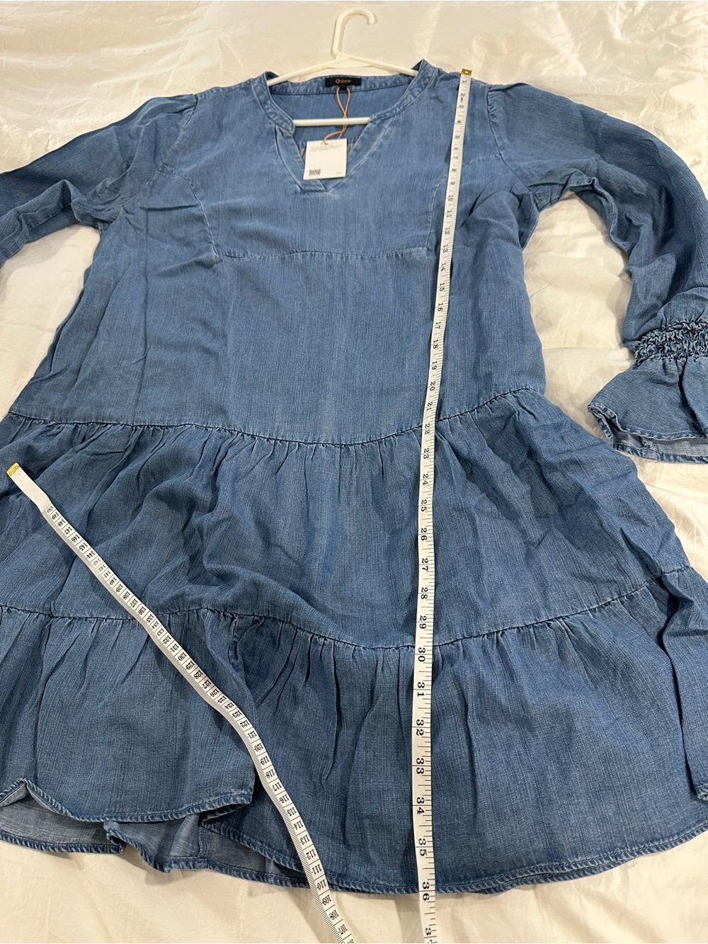 Quince Chambray Tiered Babydoll Dress - Picture 6 of 9